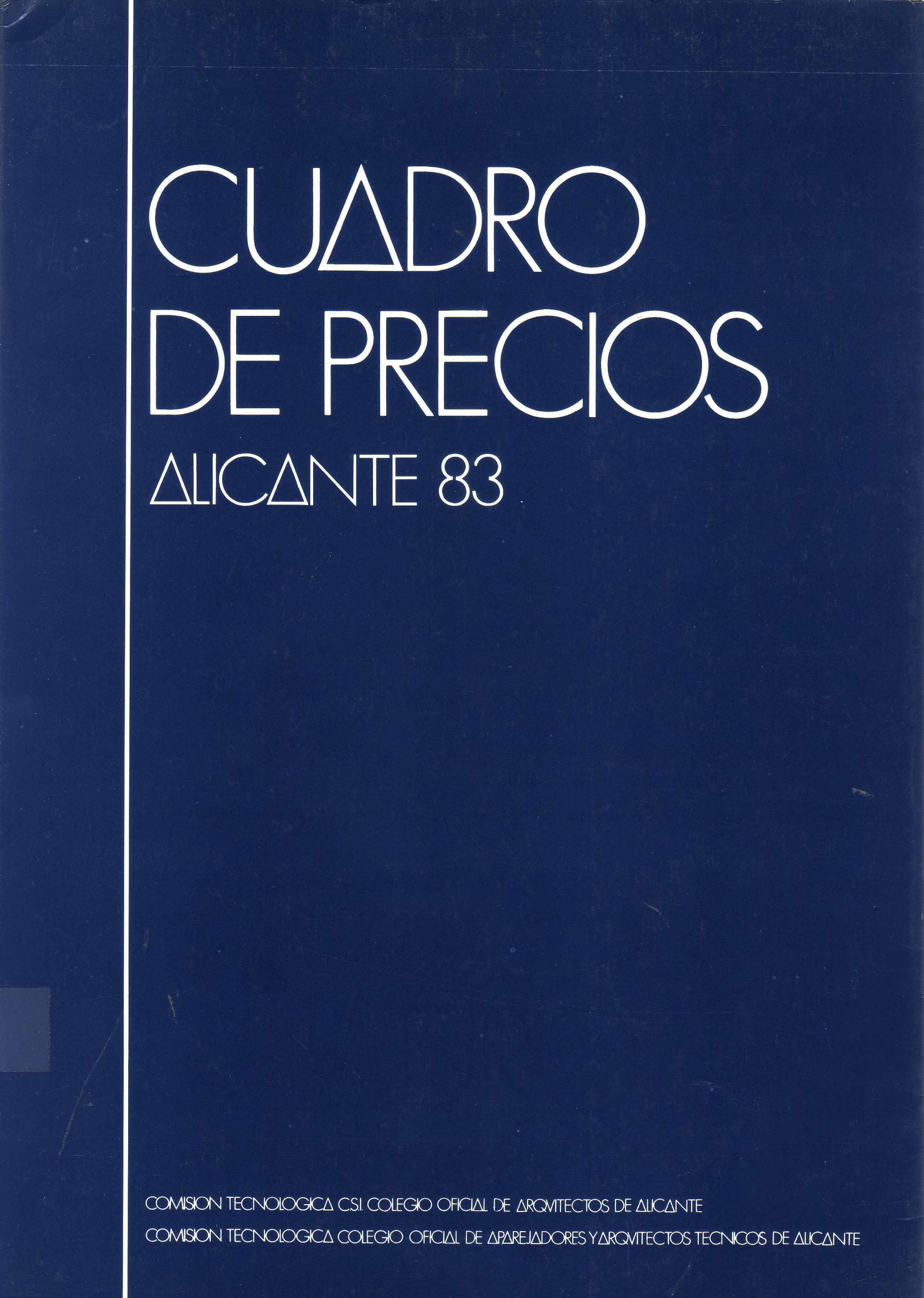 CUADRO DE PRECIOS ALICANTE 83