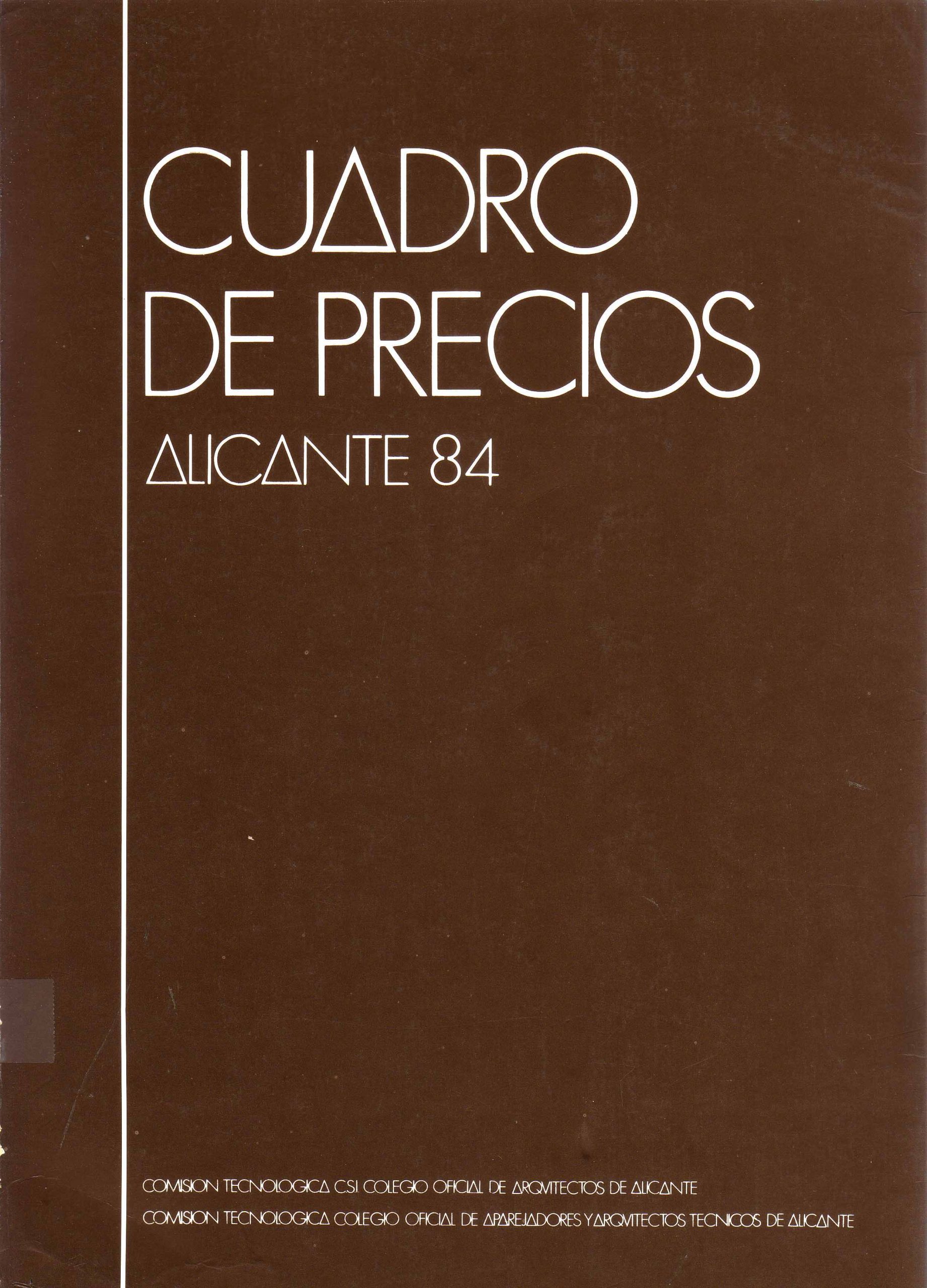 CUADRO DE PRECIOS ALICANTE 84