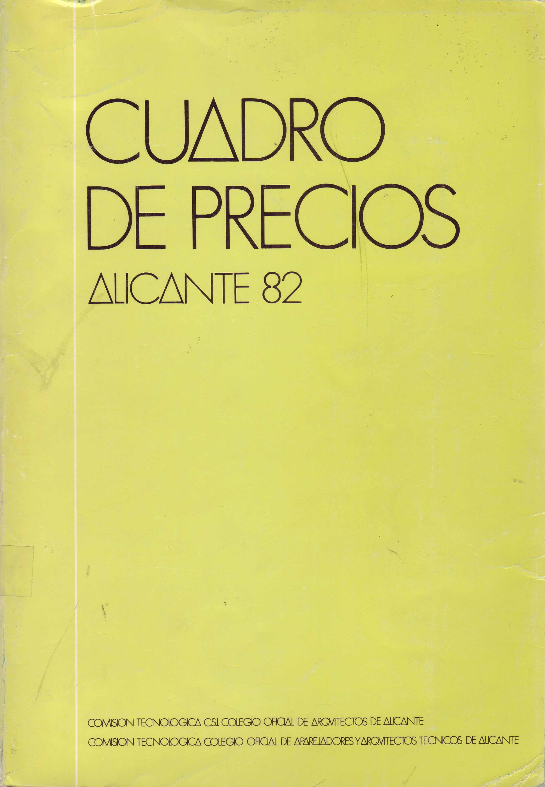 CUADRO DE PRECIOS ALICANTE 82