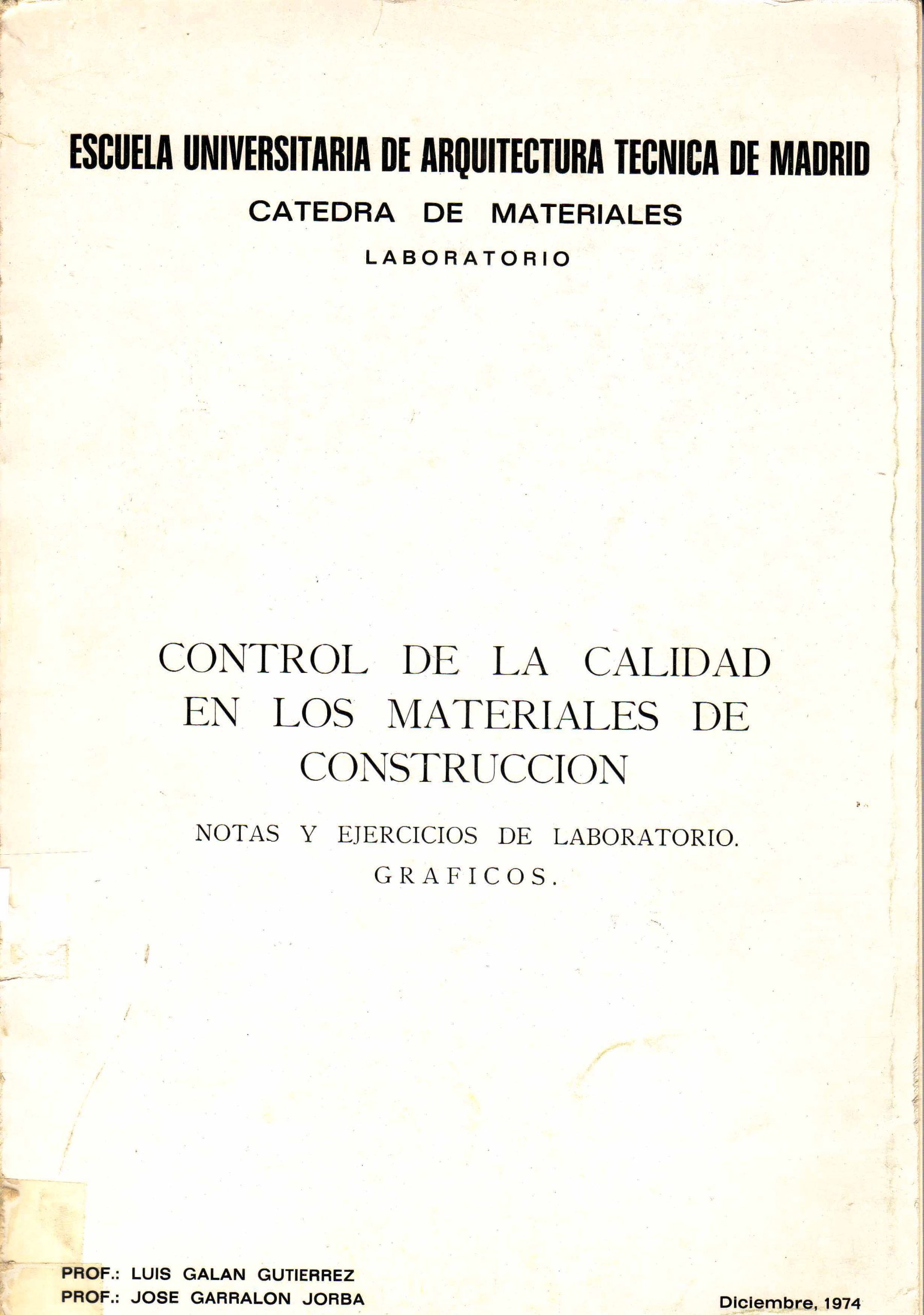 CONTROL DE CALIDAD EN LOS MATERIALES DE CONSTRUCCION