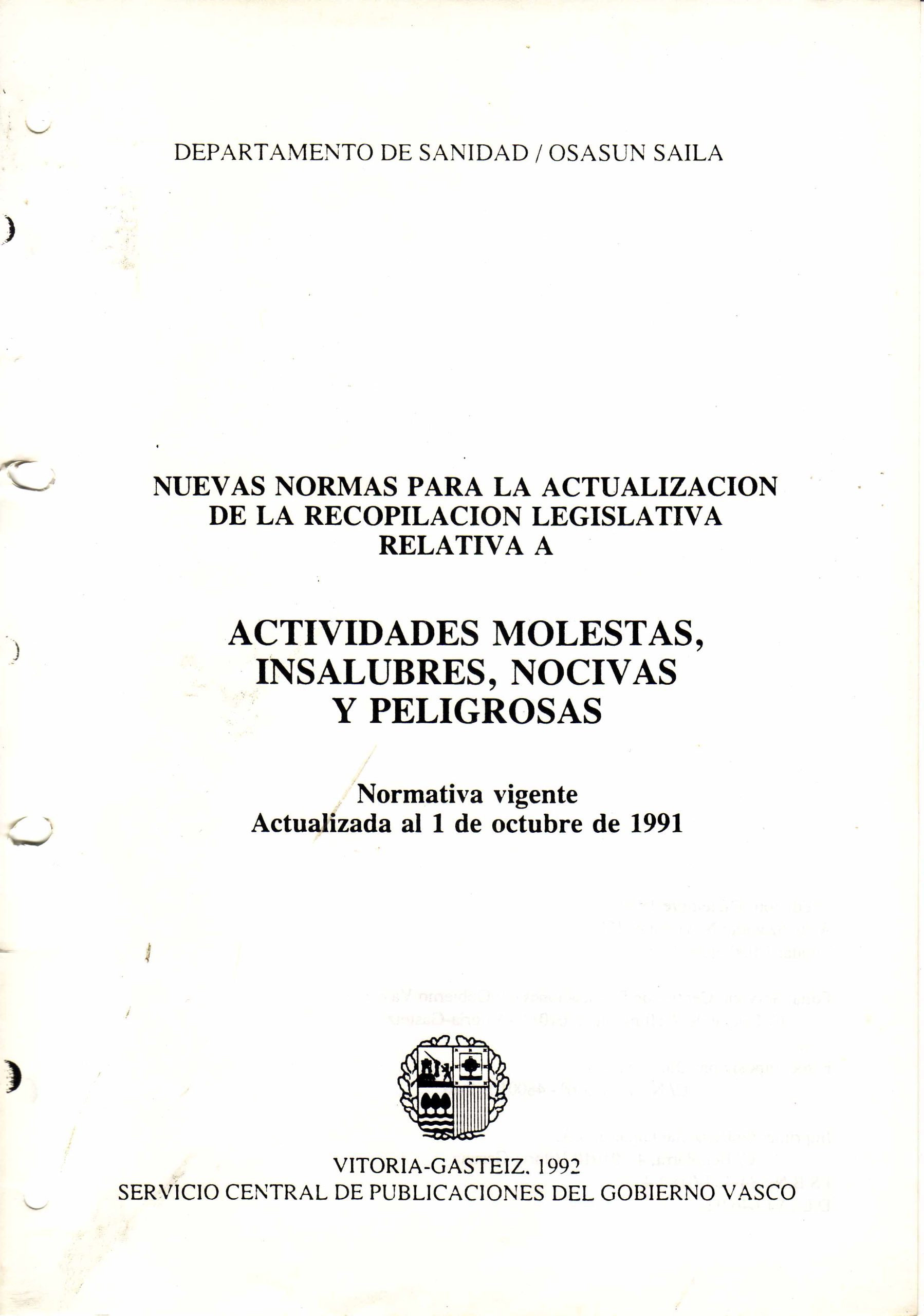 RECOPILACION DE LEGISLACION. ACTIVIDADES M.I.N.P.