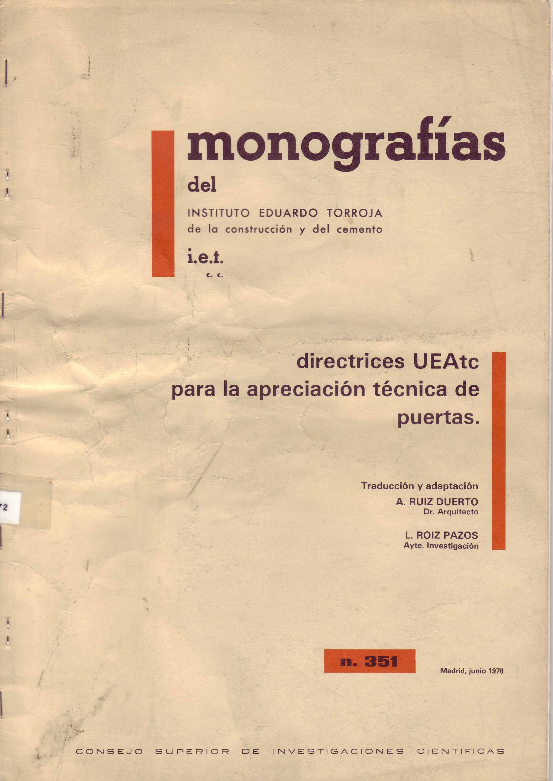 DIRECTRICES UEAtc PARA LA APRECIACION TECNICA DE PUERTAS