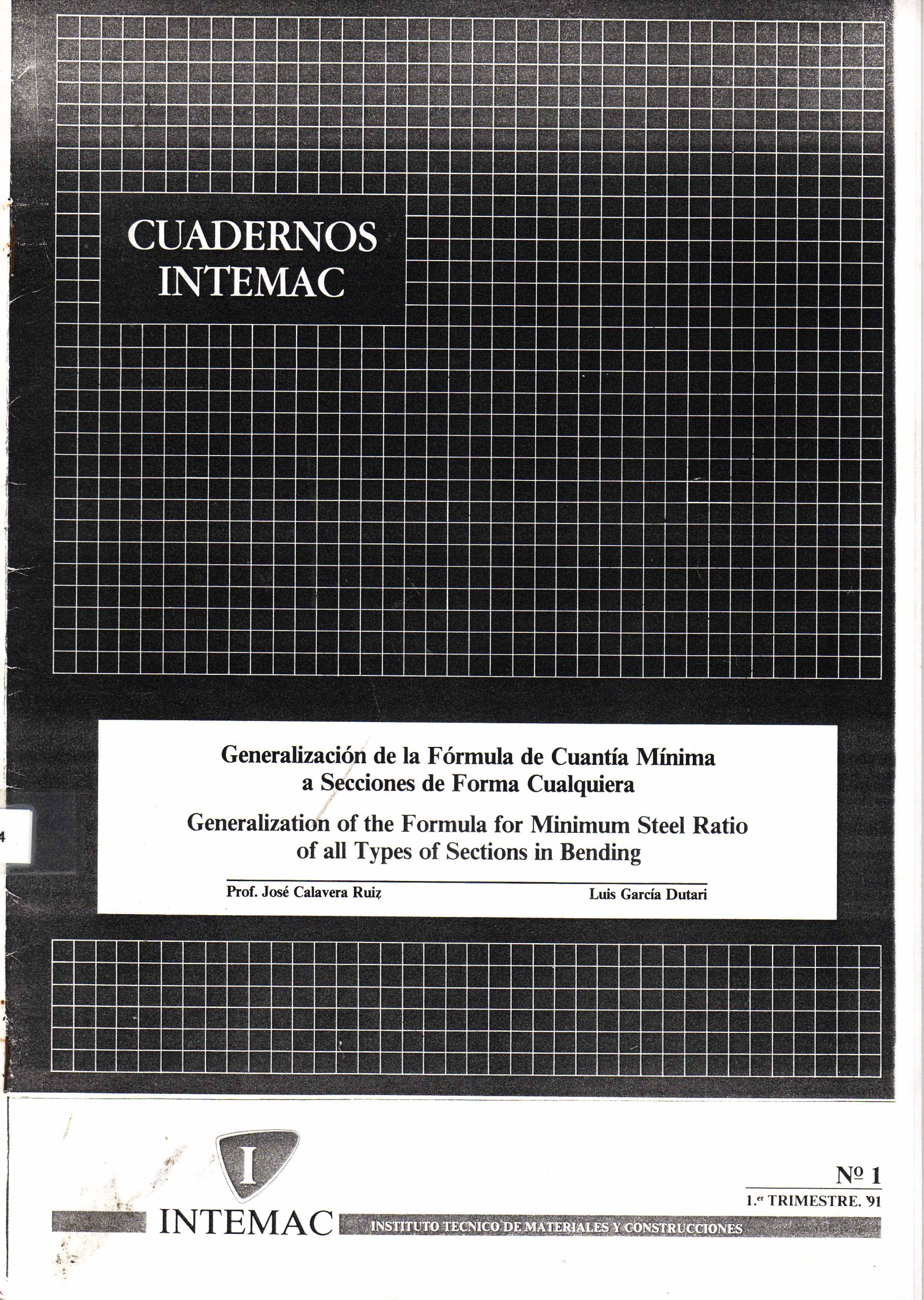 GENERALIZACION DE LA FORMULA  DE CUANTIA MINIMA A SECCIONES DE FORMA CUALQUIERA