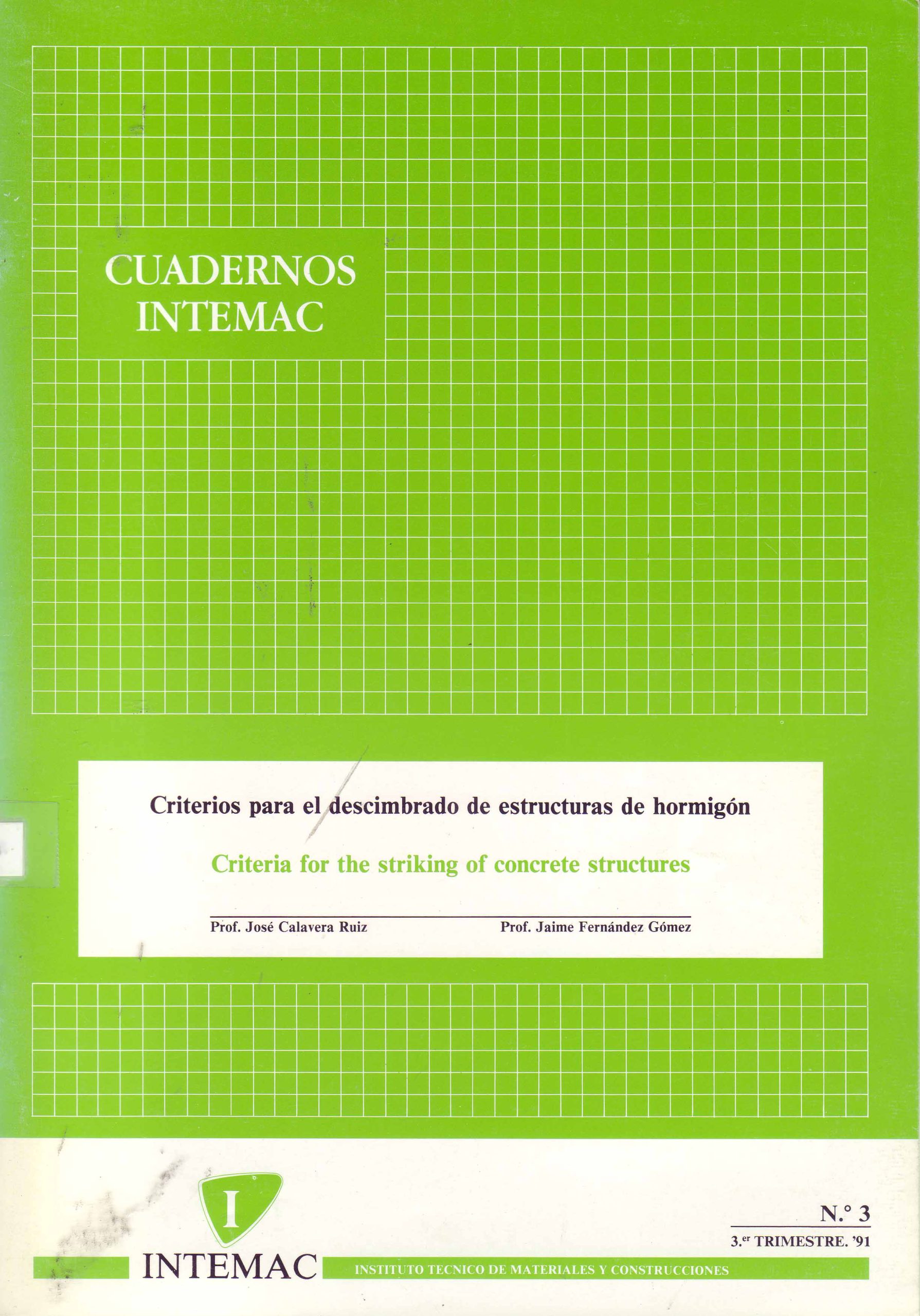 CRITERIOS PARA EL DESCIMBRADO DE ESTRUCTURAS DE HORMIGON