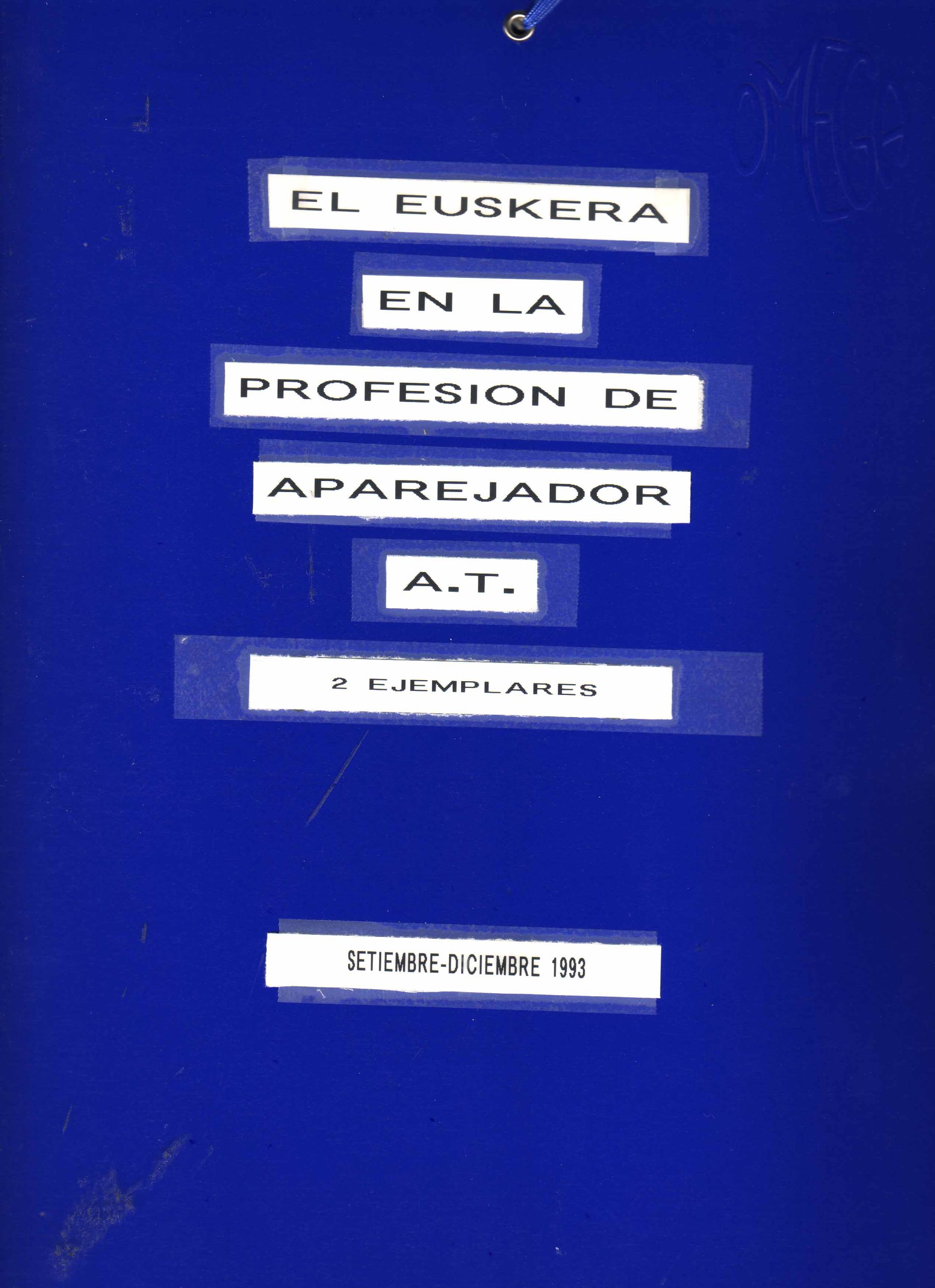 EL EUSKERA EN LA PROFESION DE APAREJADOR A.T.