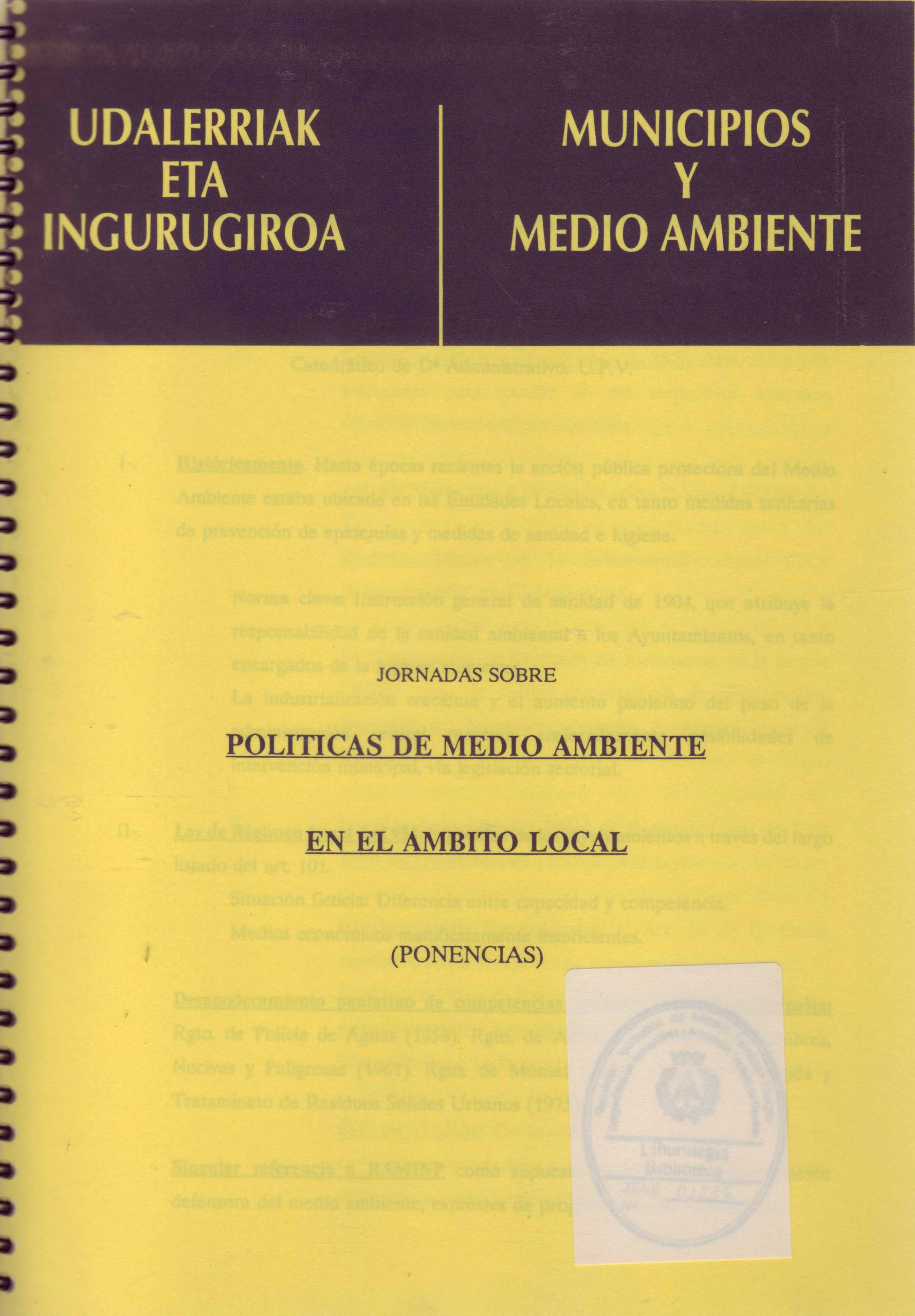 POLÍTICAS DE MEDIO AMBIENTE EN EL AMBITO LOCAL
