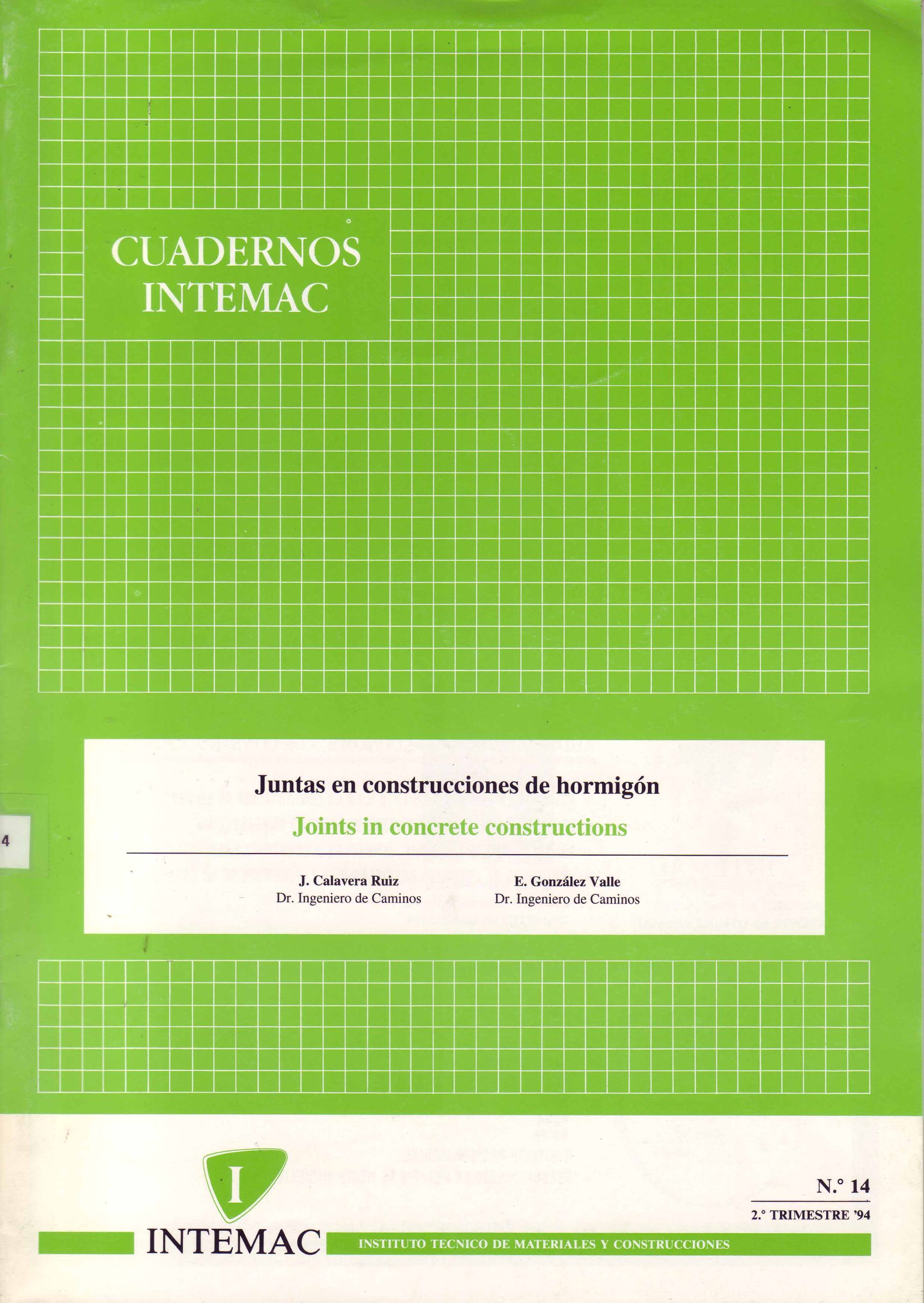 CUADERNO Nº 14. JUNTAS EN CONSTRUCCIONES DE HORMIGÓN