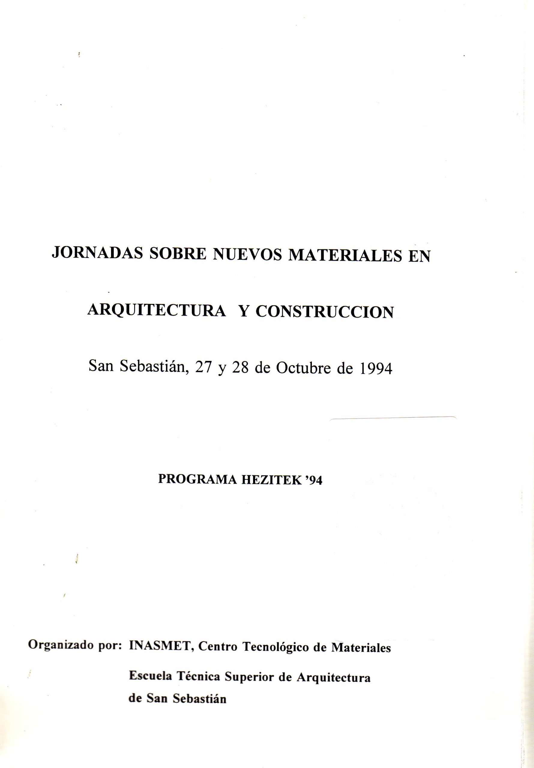 JORNADAS SOBRE NUEVOS MATERIALES EN ARQUITECTURA Y CONSTRUCCIÓN