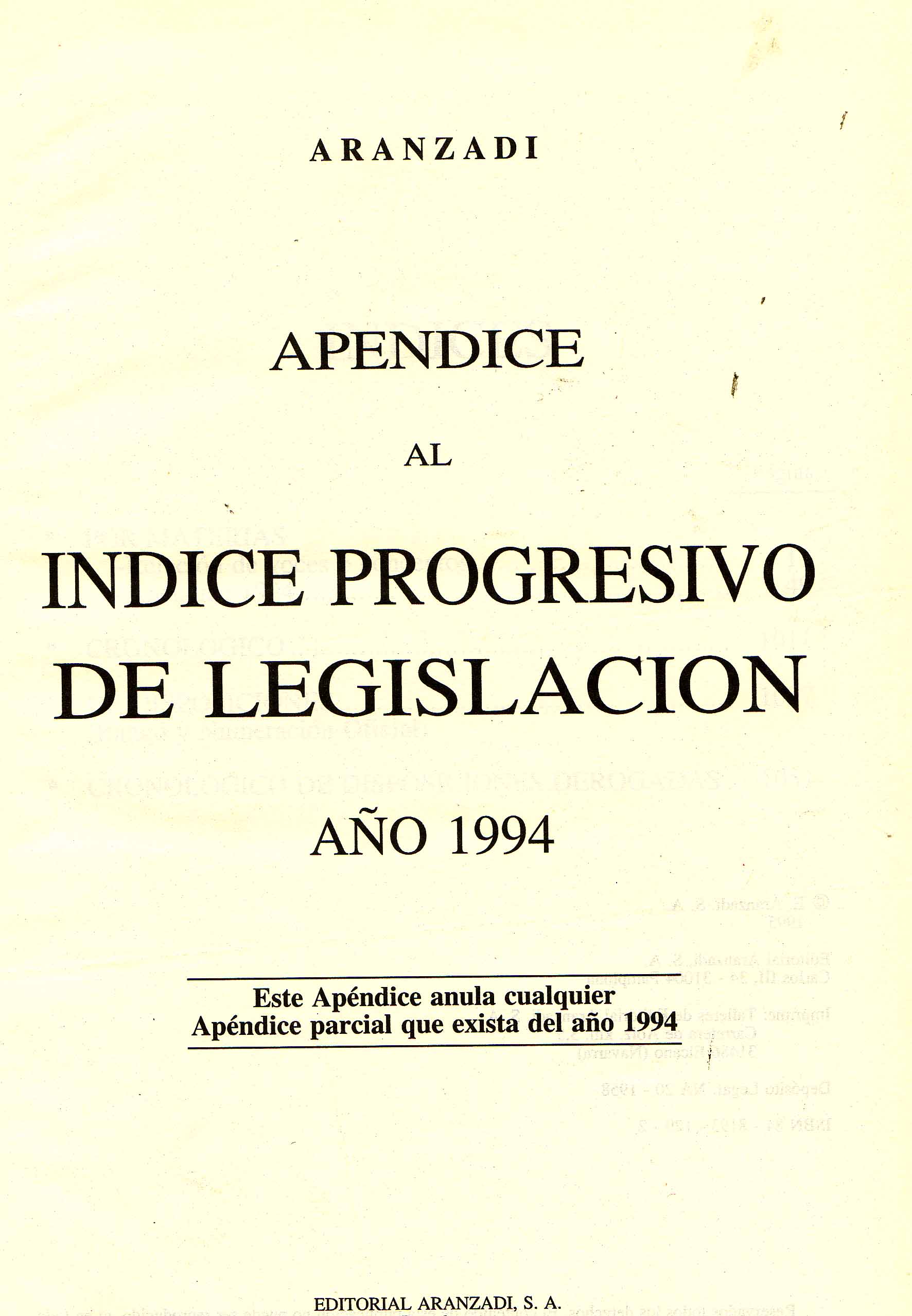 INDICE PROGRESIVO DE LA LEGISLACION