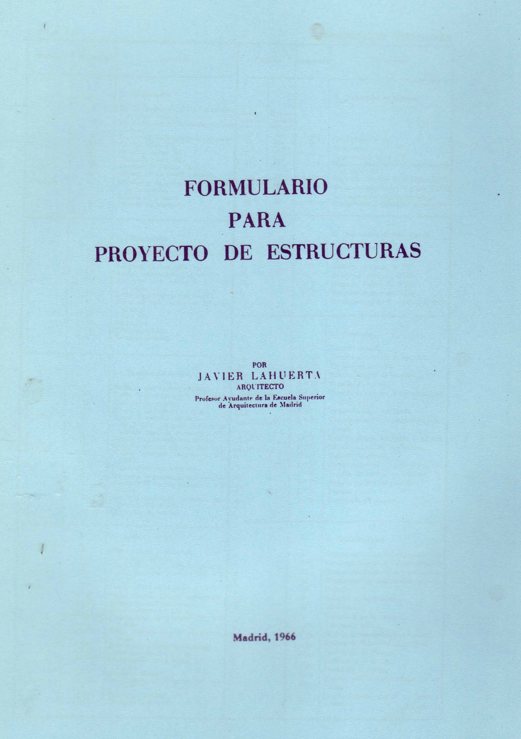 FORMULARIO PARA PROYECTO DE ESTRUCTURAS
