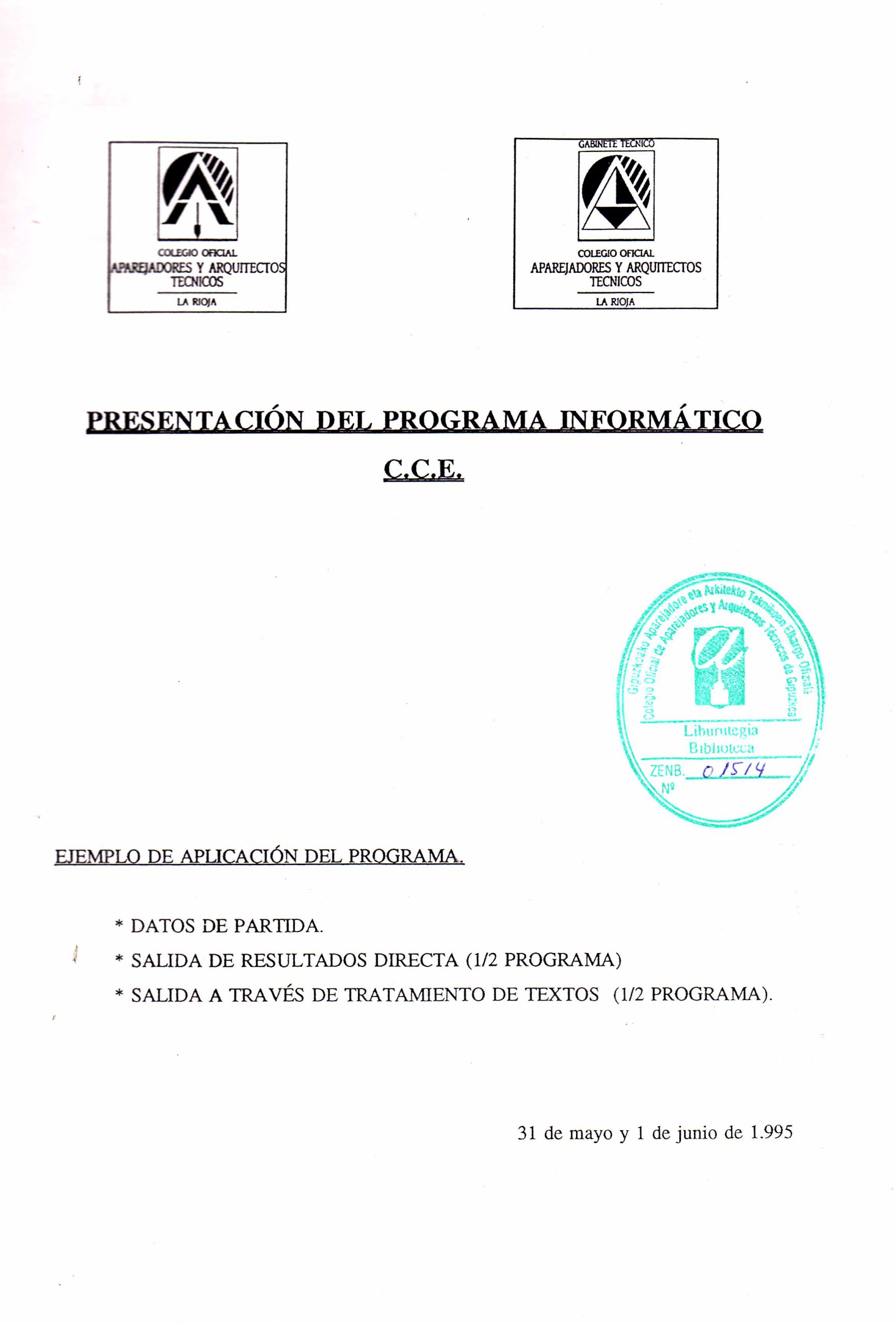 PRESENTACION DEL PROGRAMA INFORMATICO C.C.E.