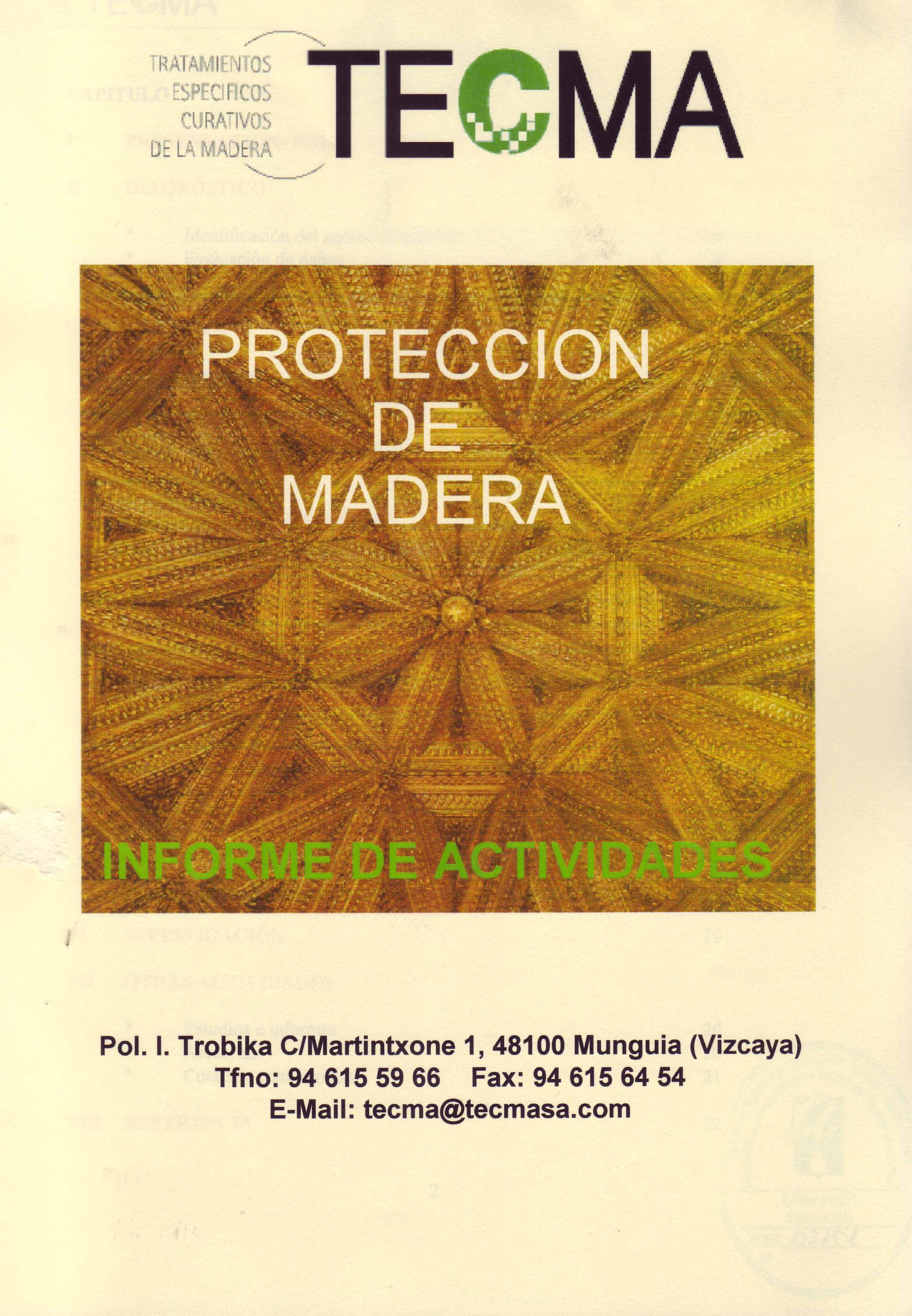 PROTECCIÓN DE MADERA – INFORME DE ACTIVIDADES