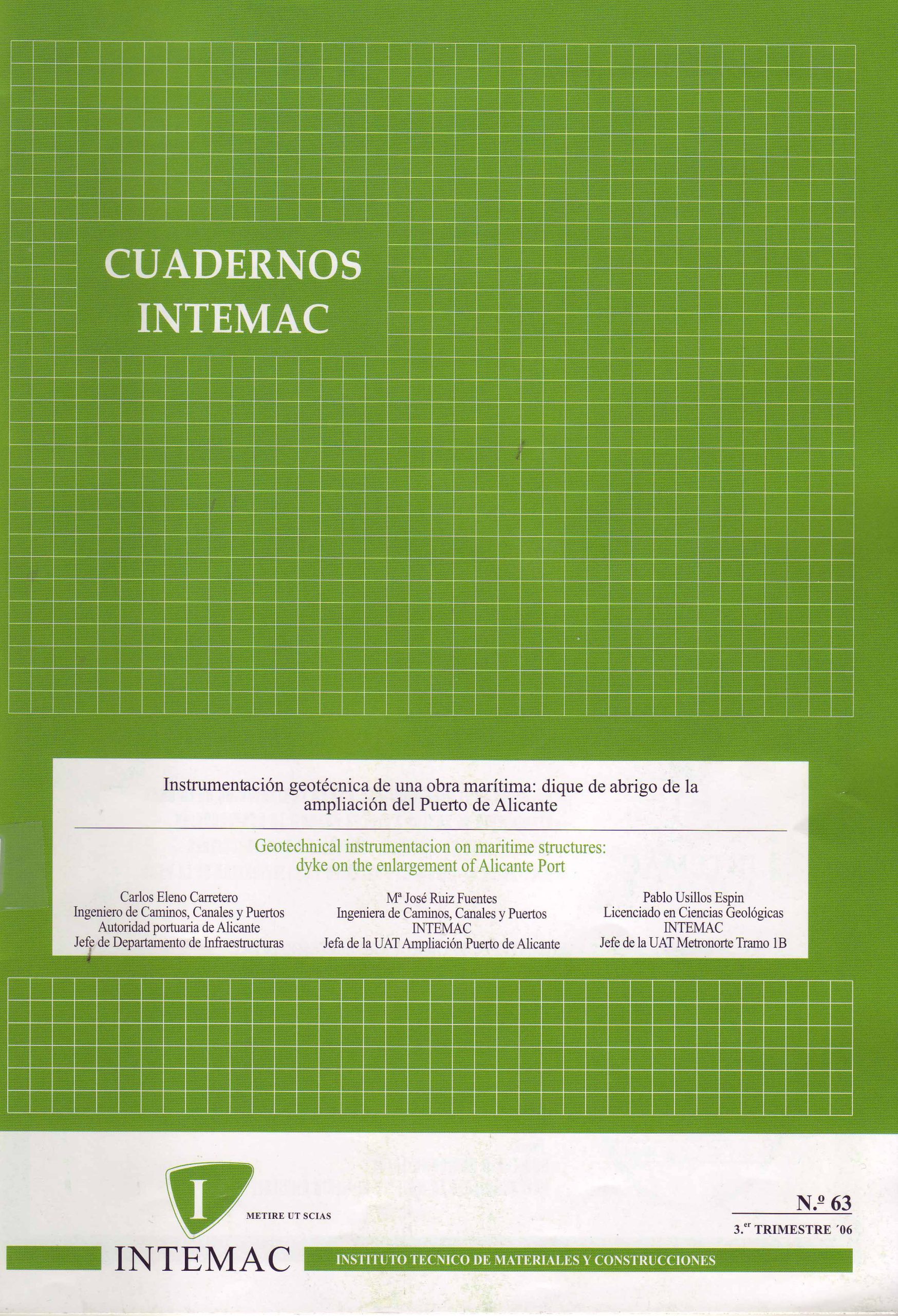 INSTRUMENTACIÓN GEOTÉCNICA DE UNA OBRA MARÍTIMA: DIQUE DE ABRIGO DE LA AMPLIACIÓN DEL PUERTO DE ALICANTE