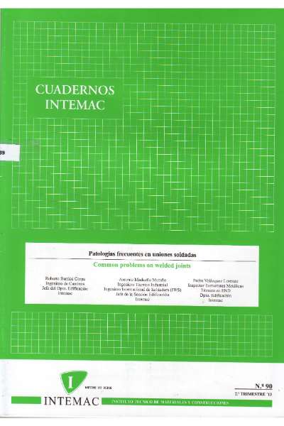 CUADERNOS INTEMAC: PATOLOGÍAS FRECUENTES EN UNIONES SOLDADAS (№90-2ºtrimestre ’13))