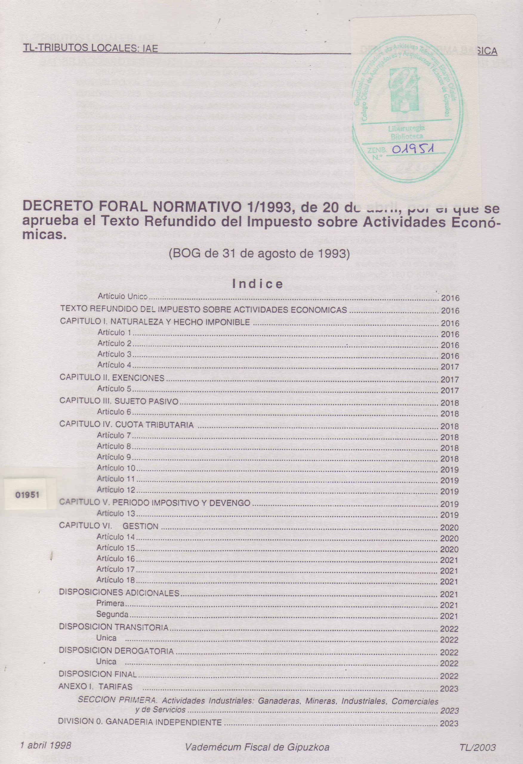 DECRETO FORAL NORMATIVO 1/1993