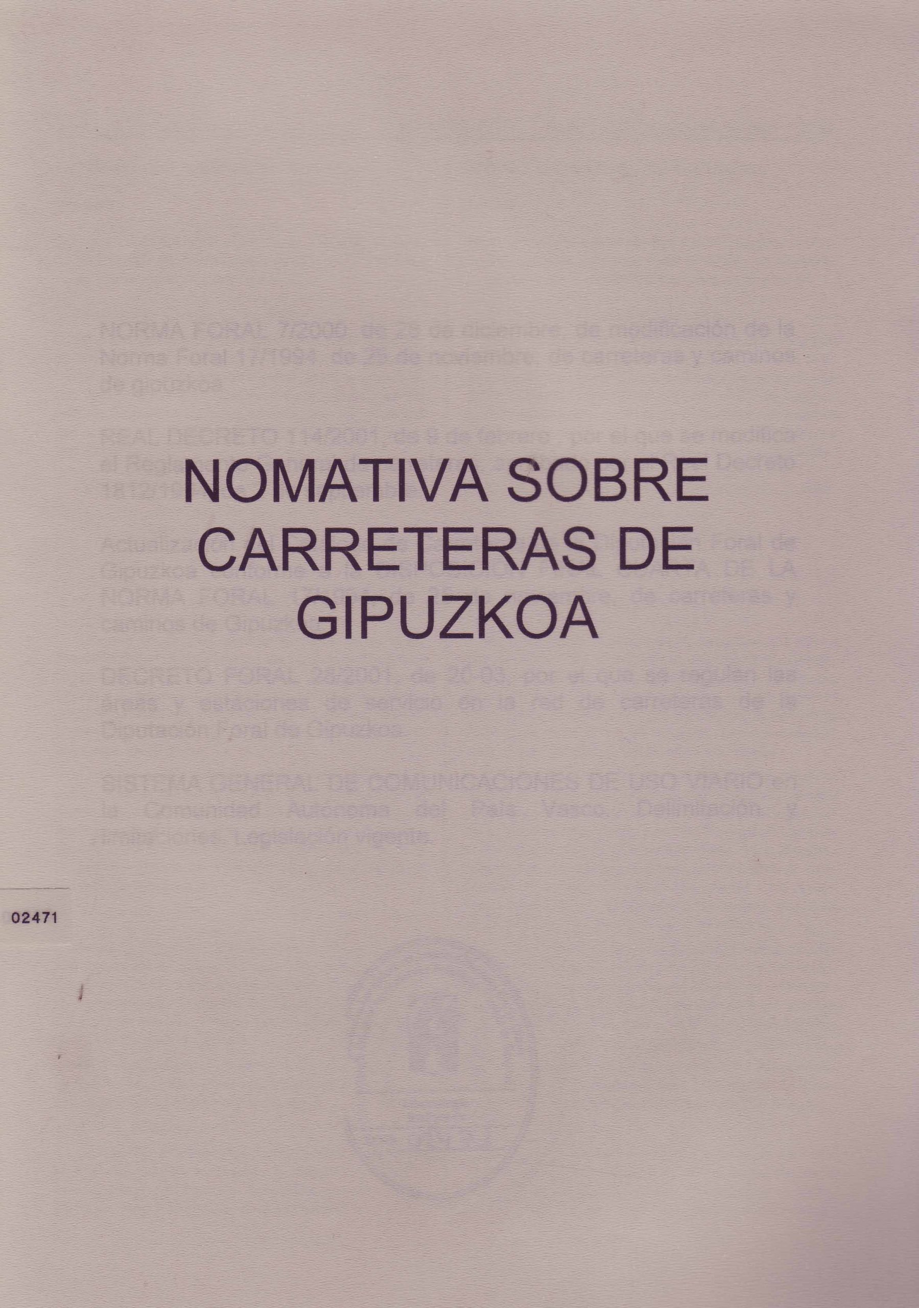 NORMATIVA SOBRE CARRETERAS DE GIPUZKOA