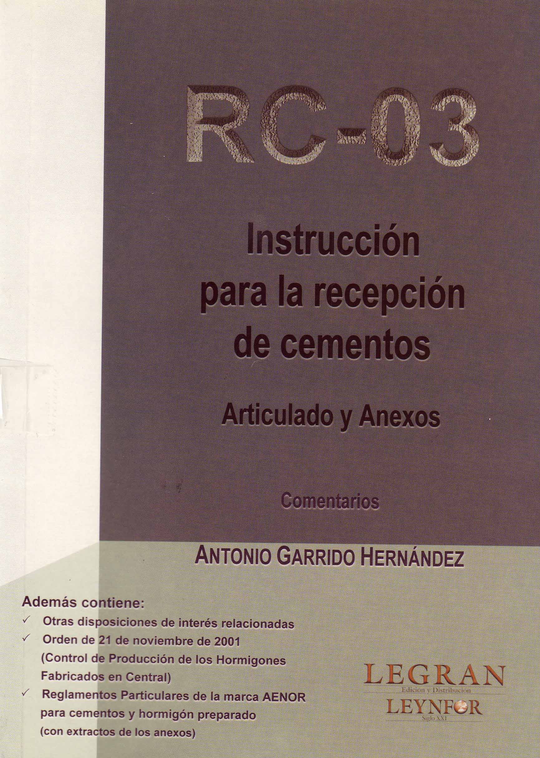 RC-03 INSTRUCCION PARA LA RECEPCION DE CEMENTOS
